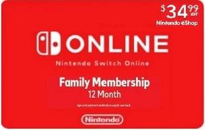 Nintendo Switch Online Membership - Family Plan (12 Months)